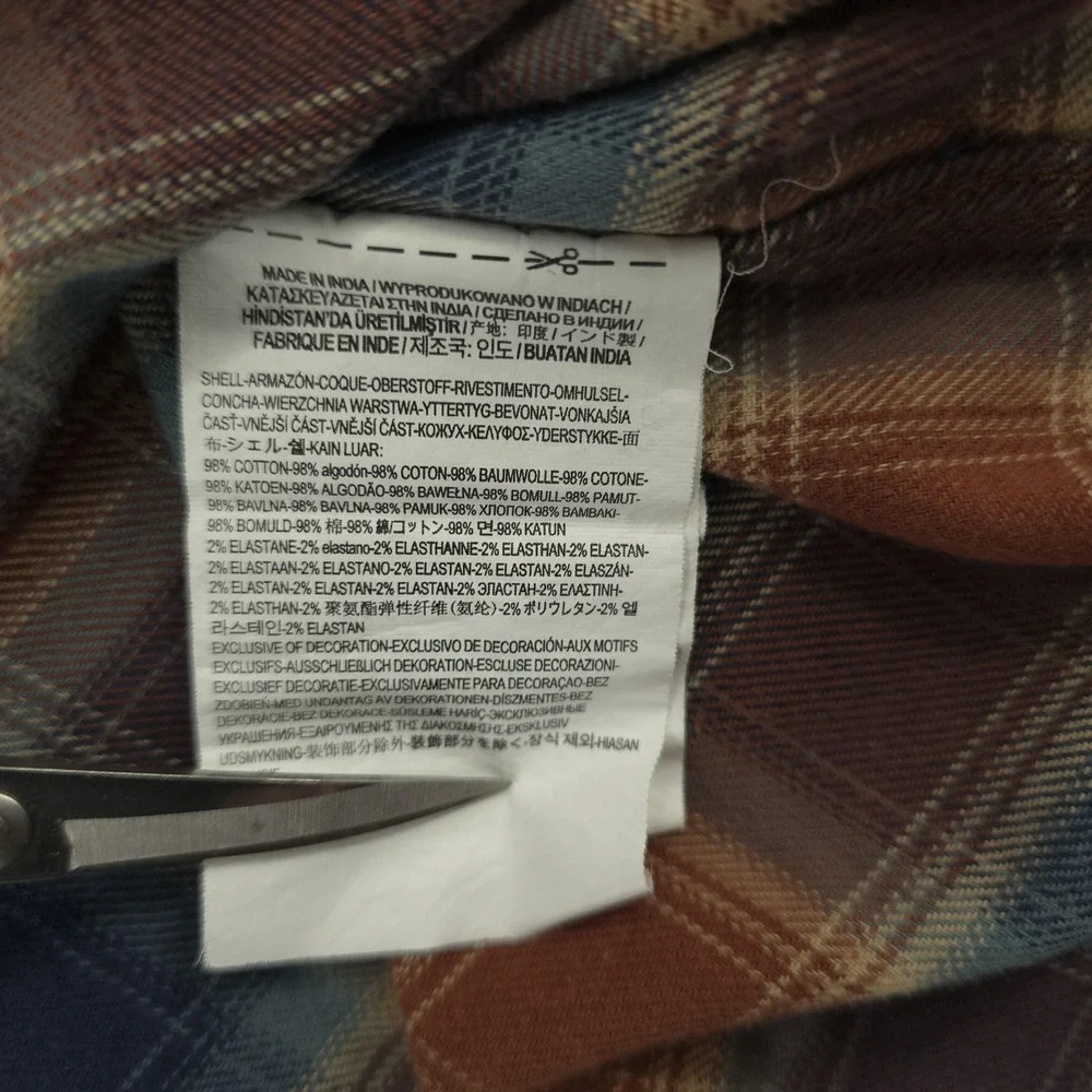 Vans Shirt Mens Small Blue Brown Plaid Flannel‎ Tailored Fit Button Up Casual - Picture 5 of 9